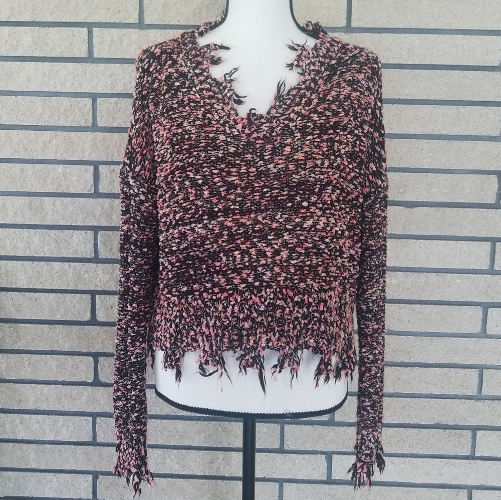 Made with Love by FCT Distress/Raw Hem Knit Sweater